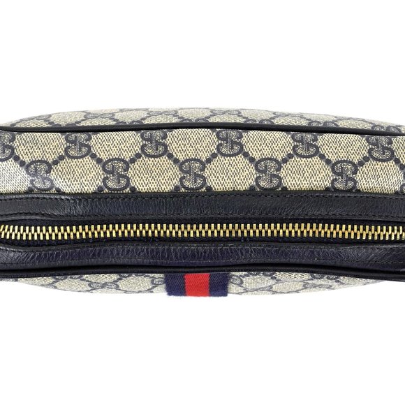 Vintage GUCCI Supreme Web GG Monogram Canvas and Leather Toiletry Travel Zip Bag - Picture 7 of 12